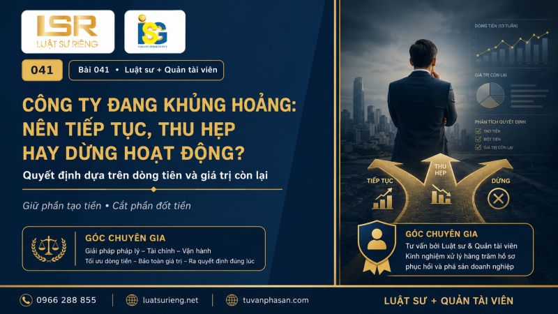 Công ty khủng hoảng: tiếp tục, thu hẹp hay dừng
